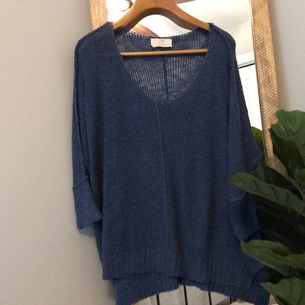 Blue Slouchy Sweater for Layering!